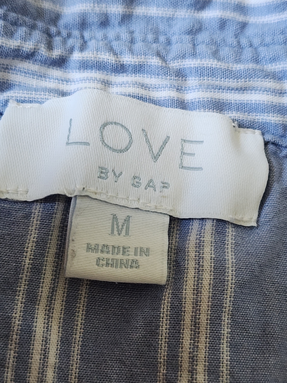Love By Gap Button-Up Shirt Women M Blue Striped 100% Cotton Casual Relaxed Boxy - Picture 3 of 8